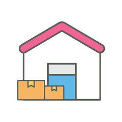 A building or warehouse, symbolizing storage or fulfillment centers. Logistic Icon isolate white background.