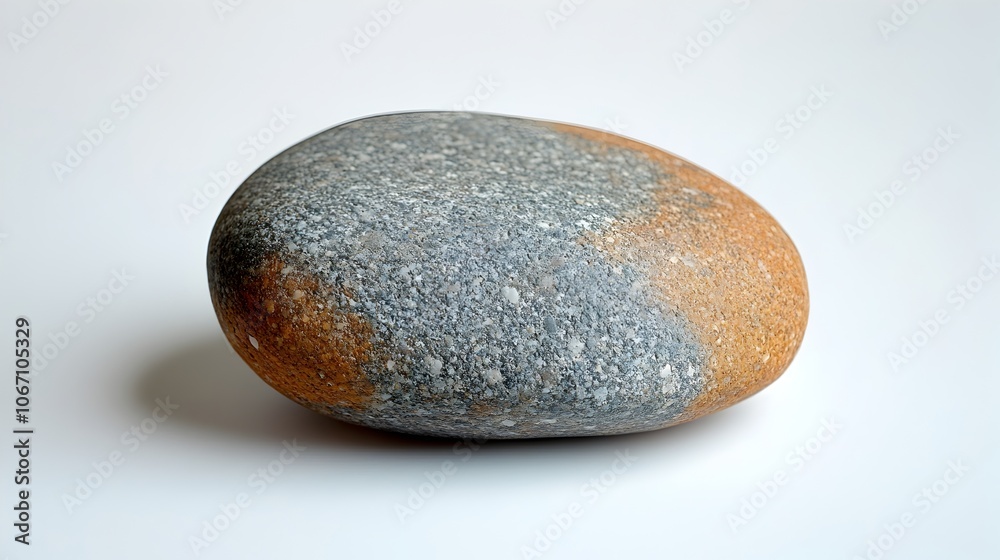 Poster Smooth gray stone with a natural,textured surface resting on a plain background,creating a minimalist,zen-like atmosphere perfect for decor,meditation,and contemplation.
