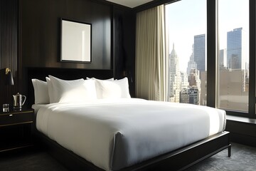 Luxurious Urban Hotel Suite with Panoramic City Views and Plush Amenities