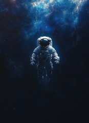 Fototapeta premium Astronaut Floating in Space Against a Starry Sky