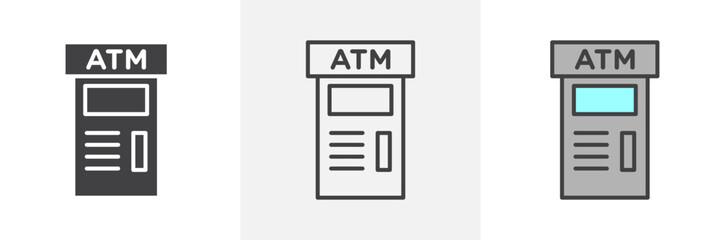 ATM icon in black and colored style.