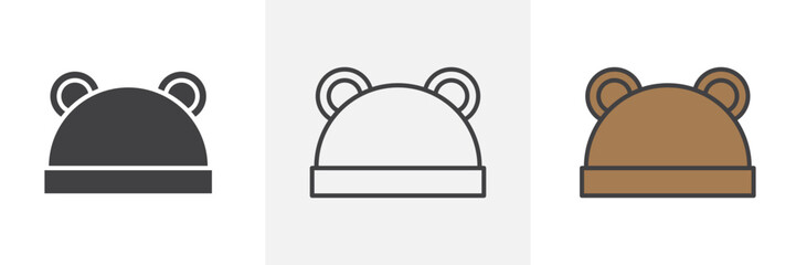 Baby hat icon in black and colored style.