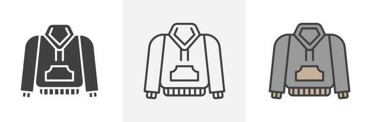 Hoodie jacket icon in black and colored style.