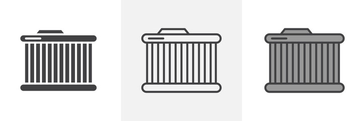 Car radiator icon in black and colored style.