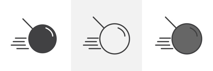 Demolition ball icon in black and colored style.