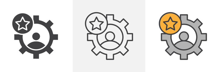 Employee skills icon in black and colored style.