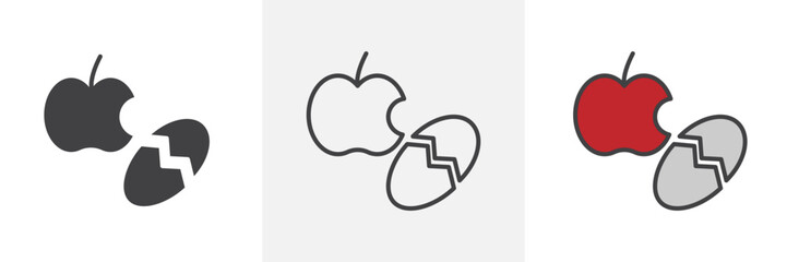 Organic waste icon in black and colored style.