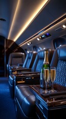 Fototapeta premium Luxurious private jet interior.