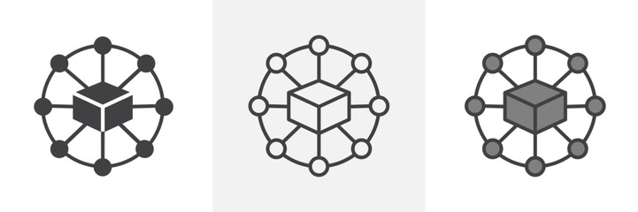 Distribution channel icon in black and colored style.