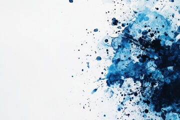 Black and Blue Ink Splatter on White Background