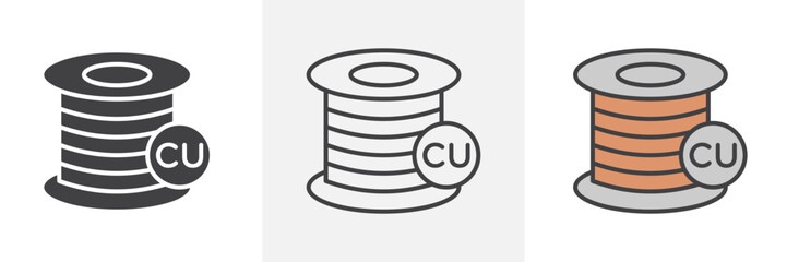 Copper icon in black and colored style.