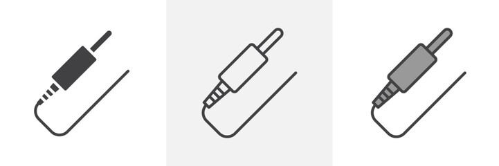 Audio jack icon in black and colored style.