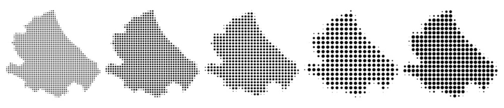 Abruzzo Italy map halftone in different sizes