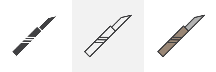 Scalpel icon in black and colored style.