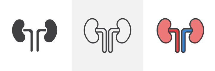 Kidney icon in black and colored style.