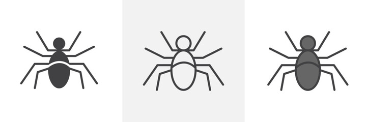 Spider icon in black and colored style.