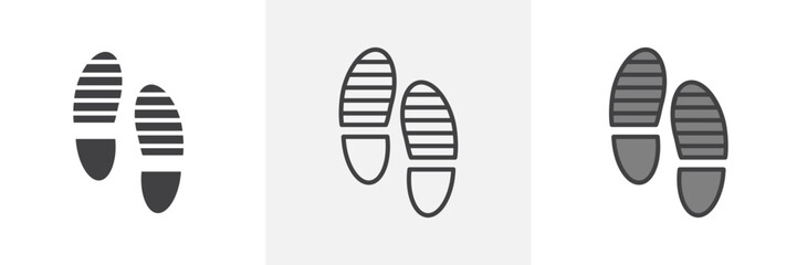 Shoe print icon in black and colored style.