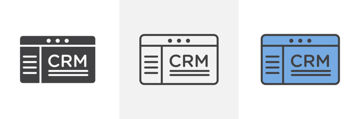 CRM icon in black and colored style.