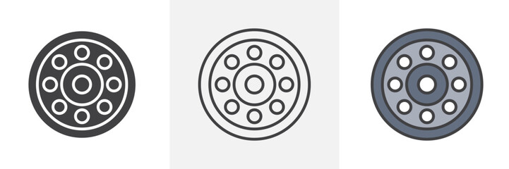 Car bearing icon in black and colored style.