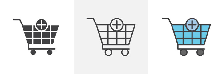 Add to cart icon in black and colored style.