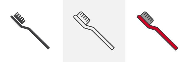 Toothbrush icon in black and colored style.