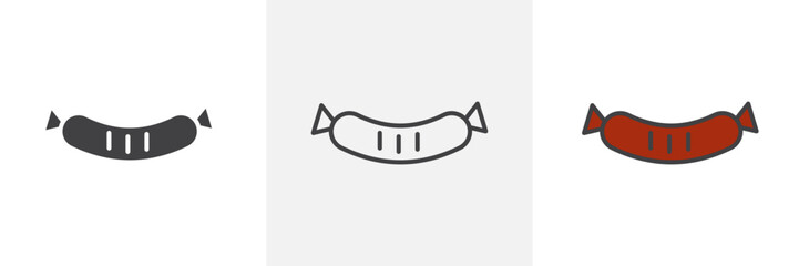 Sausage icon in black and colored style.