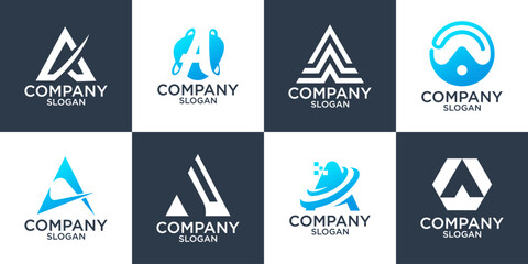 set collection initial letter A abstract monogram logo design vector