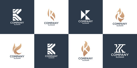 set collection initial letter K abstract monogram logo design vector
