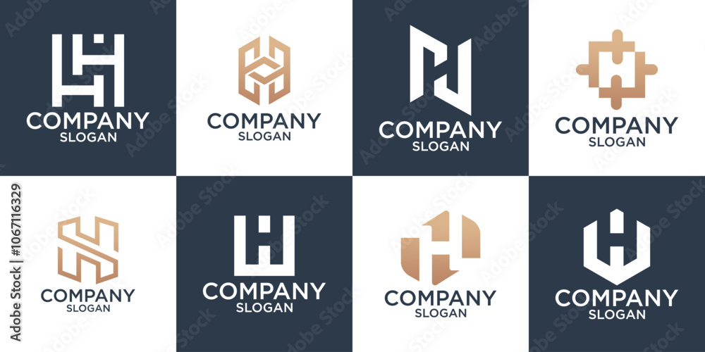 Fototapete set collection initials letter h abstract monogram logo design vector
