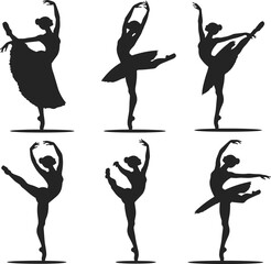 Ballerina Dance Silhouette Illustration with a white background