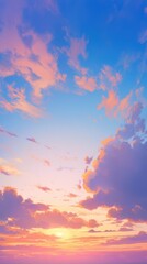 Fototapeta premium Breathtaking sunset with vibrant hues of orange and pink illuminating the sky, creating a tranquil and serene atmosphere.