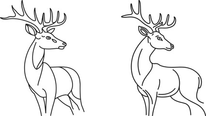 Forest Deer Silhouette Illustration with a white background