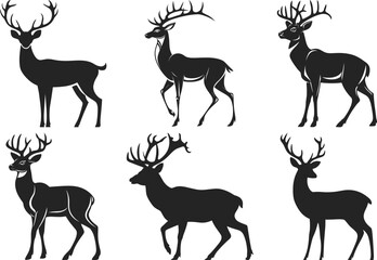 Forest Deer Silhouette Illustration with a white background © Rejwanul