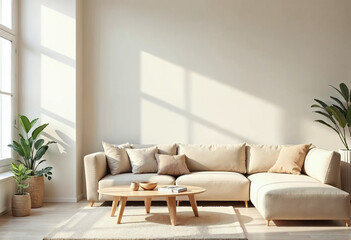 minimalist beige living room ia