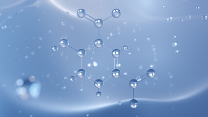 dinitrophenol molecular structure, 3d model molecule, nitro derivatives of phenol, structural chemical formula view from a microscope