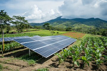 solar panels on a farm