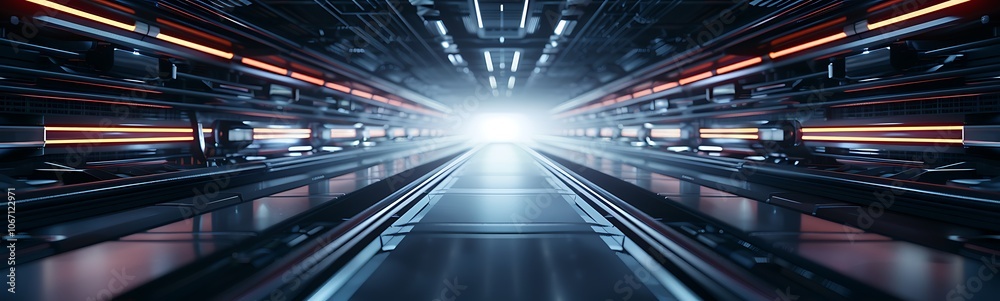 Leinwandbilder a futuristic tunnel emanating a bright light, with sleek lines and technological elements, creating 