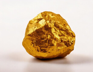 A lump of gold on a white background
