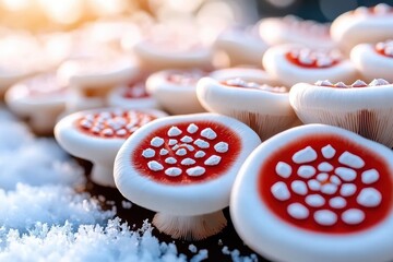 Sliced Shiitake Mushroom in 3D Illustration