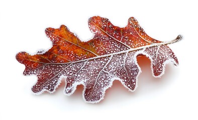 Naklejka premium Frosted Oak Leaf with Delicate Veins and Icy Edges
