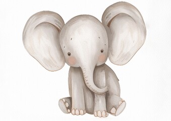 baby elephant in water color on art paper 
