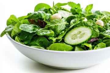 Obraz premium Fresh Green Salad in a White Bowl