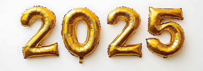 Golden Balloons Forming the Number 2025