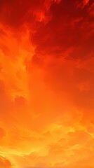 Obraz premium A breathtaking view of fiery orange and red clouds during sunset, creating a dramatic and vibrant sky.