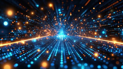 Obraz premium Dynamic Lights and Particles in Digital Space