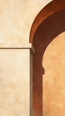 Fototapeta premium Abstract architectural design featuring warm tones and curved shadows.