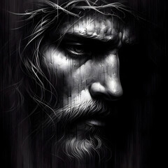 Fototapeta premium Crucified Jesus face