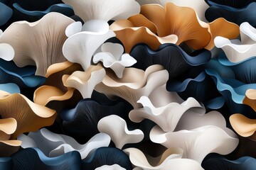 Fototapeta premium Stylized 3D Illustration of Sliced Mushroom Shapes
