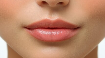 Fototapeta premium Close up of Smooth Glossy Lips Beauty Skincare Cosmetics Makeup