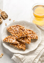 kozinaki dessert made of peanuts and molasses